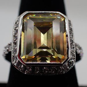 Large Yellow Topaz .925 Silver ring.